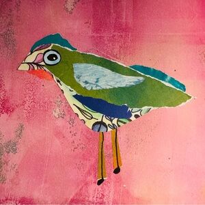 Original Bird Collage on Paper